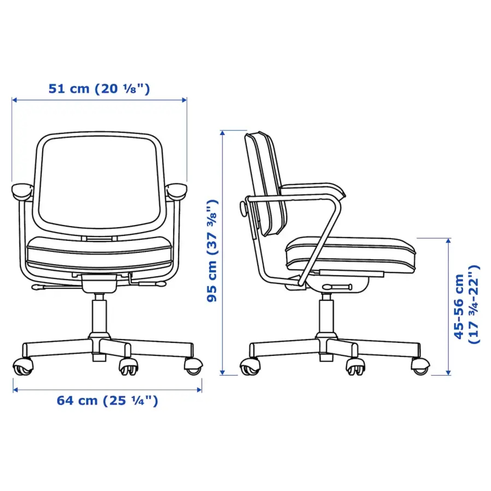 Стул офисный - IKEA ALEFJÄLL/ALEFJALL, 64x64x95см, черный, АЛЕФЬЕЛЛЬ ИКЕА