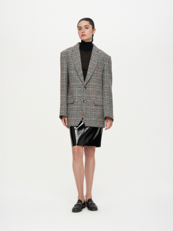 Юбка миди из глянцевой экокожи