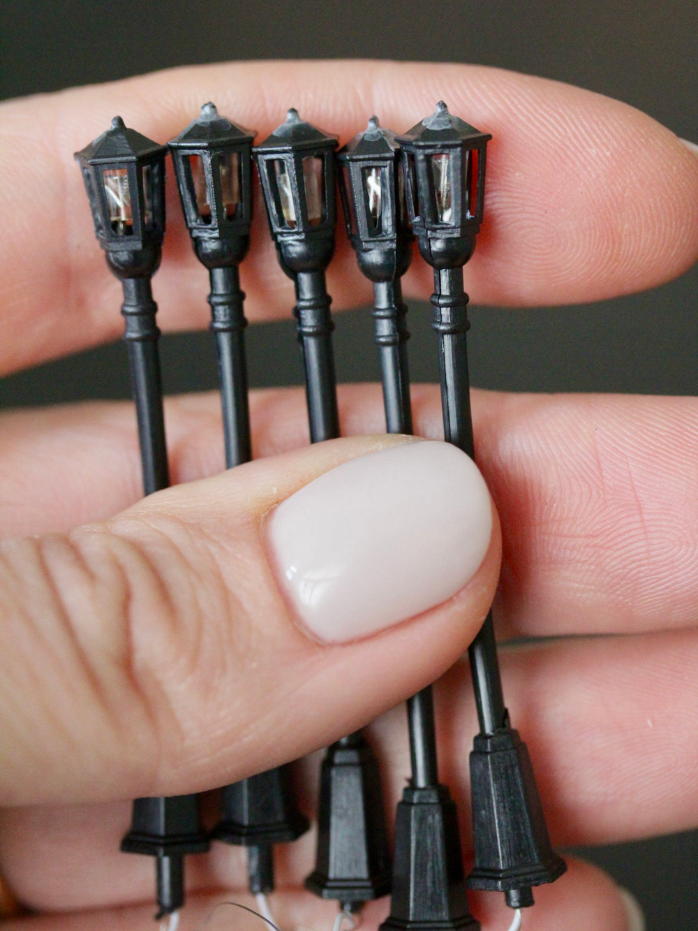 Фонари уличные для макетов "Арбатский #2" (62 мм, 5 штук) / мини фонари для парков и железных дорог