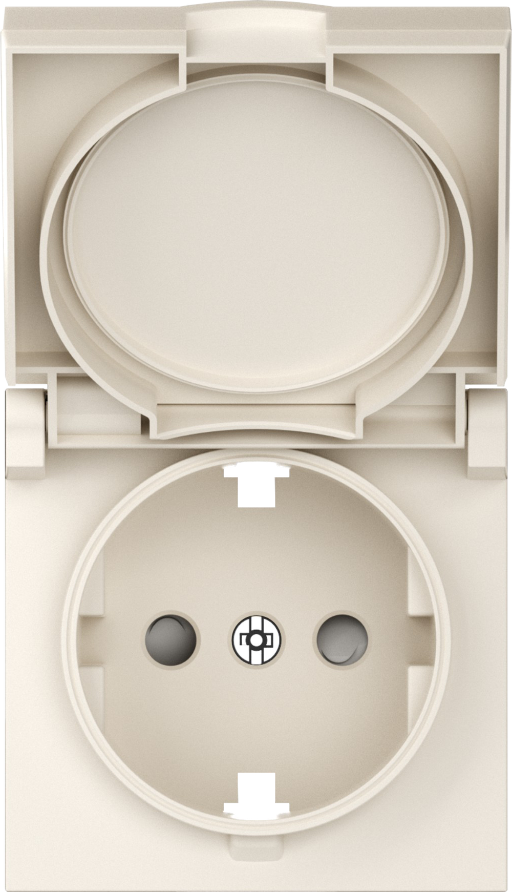 Накладка для розетки Schuko с заземлением, с крышкой, 16A 250 В~, матовый кремовый, серия A07