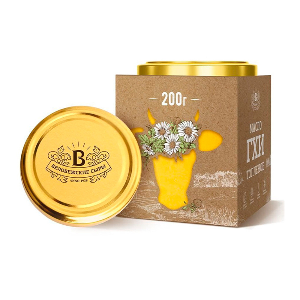 Масло топлёное «ГХИ» 99% жирности от бренда «Беловежские сыры» — это натуральный продукт, произведённый в Беларуси. Изготавливается путём медленного вытапливания сливочного масла, что позволяет удалить воду и молочные белки, оставляя чистые молочные жиры.