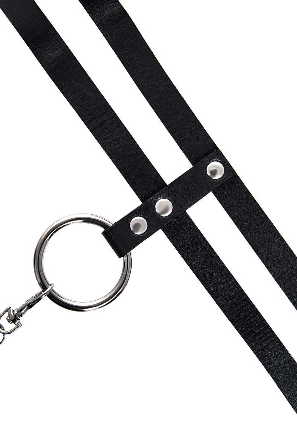 Черный ошейник из двух ремешков с поводком (Цвет: черный)