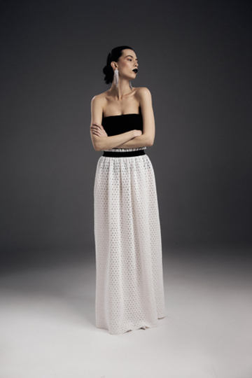 Юбка макраме макси, молоко