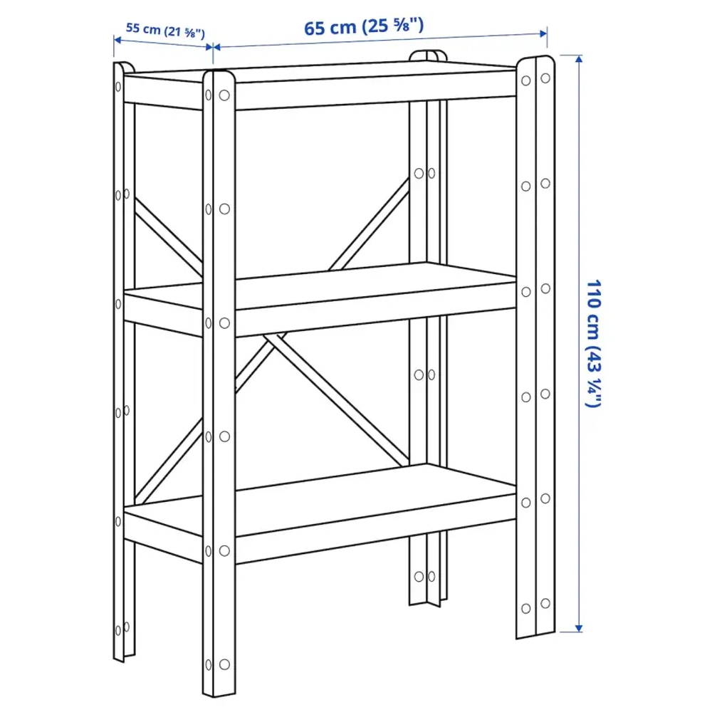 Стеллаж - IKEA BROR/БРУР ИКЕА, 65х55х110 см, черный
