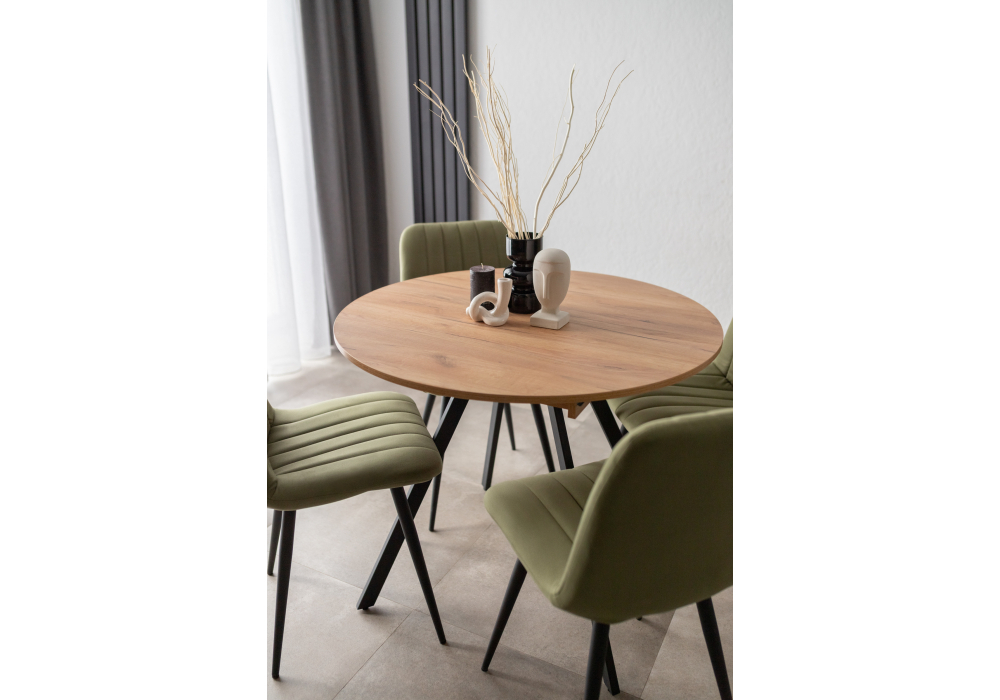 Стол деревянный Woodville Курт 90, 130 дуб крафт золотой, черный матовый, ножки черные