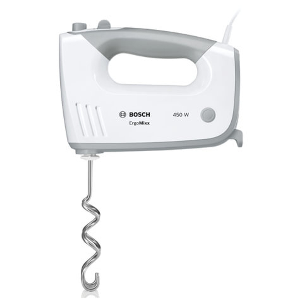 Миксер BOSCH MFQ36440, 450 Вт, 5 скоростей, 2 венчика, 2 крюка для теста, серый