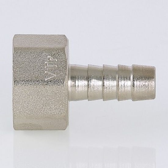 Штуцер для шланга Valtec 1/2" х 20 мм ВР с внутренней резьбой латунный никелированный VTr.654.N.0420