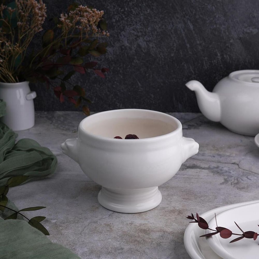 Бульонница 450 мл d 11 см h10,5 см горшочек "Лев" белая фарфор P.L. Proff Cuisine [3]