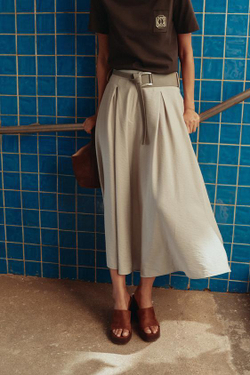 ZARA ЮБКА-ТРАПЕЦИЯ В СТИЛЕ РУСТИК С ПОЯСОМ, СВЕТЛО-БЕЖЕВЫЙ