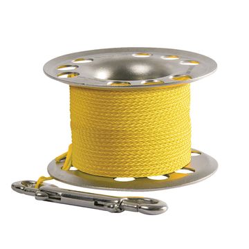 Шпуля-катушка Mares XR стальная с желтым линем и карабином 45 м