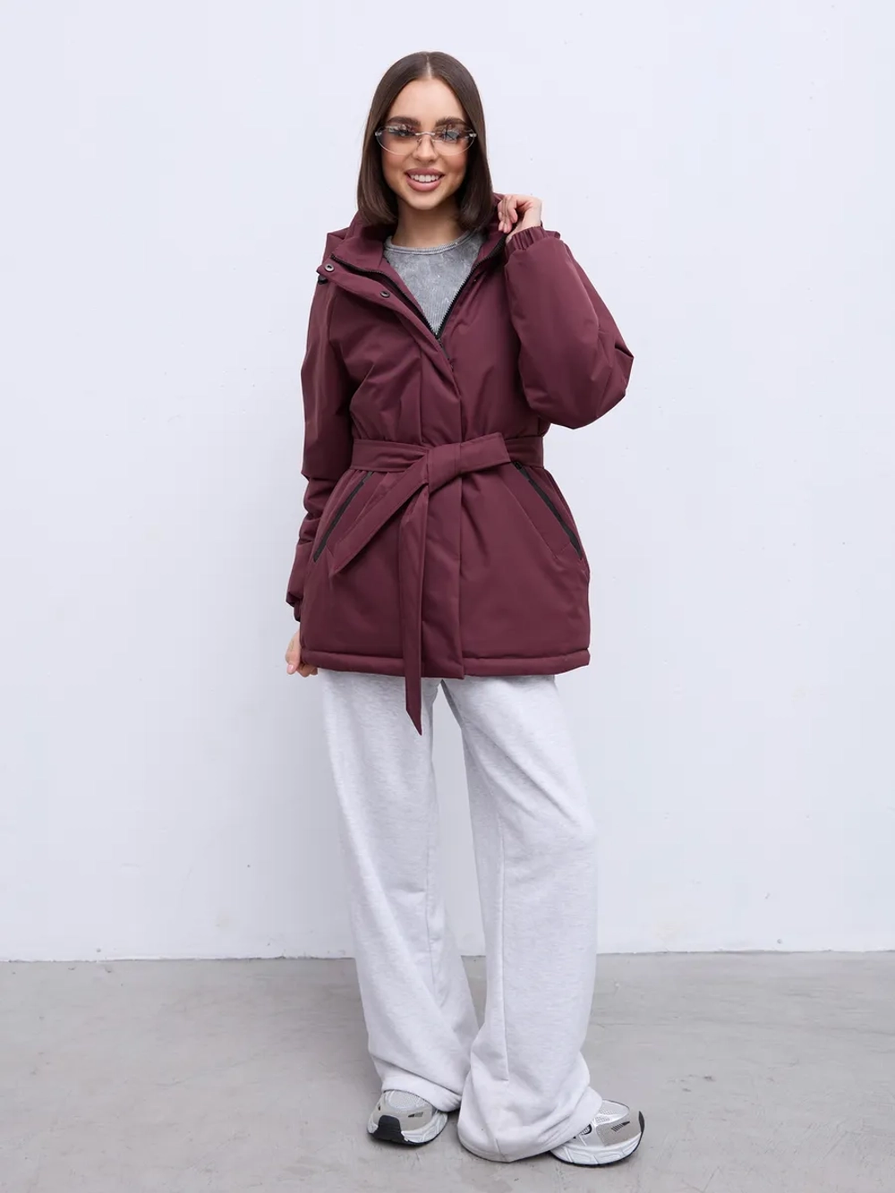 Куртка весенняя удлиненная с капюшоном