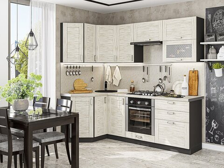 Угловая модульная кухня Лофт-03 Nordic Oak - Graphite 2140*1200/2200*600