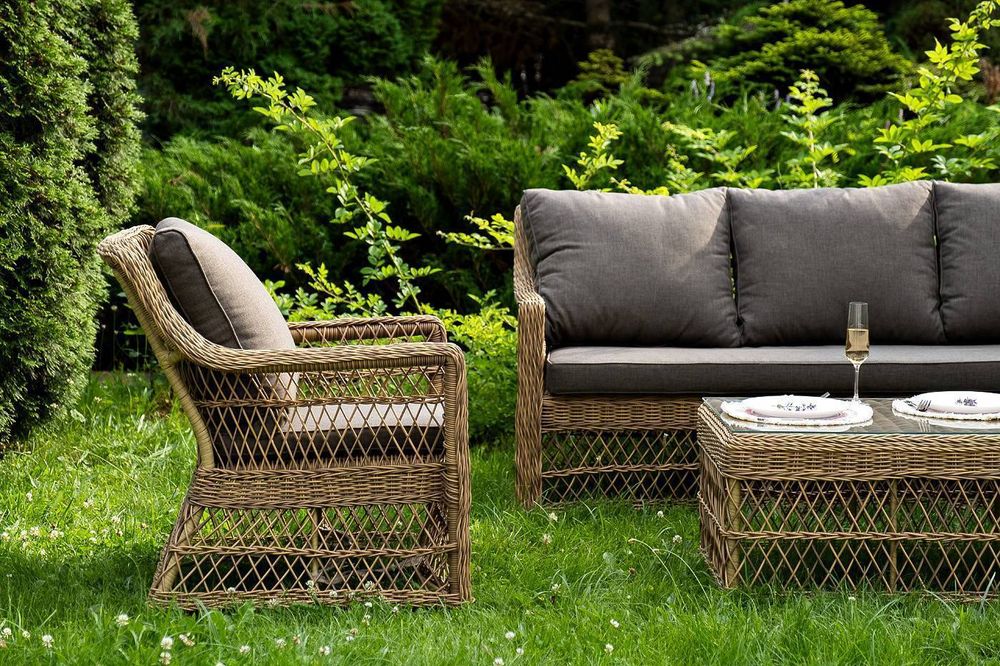 "Гранд Латте" лаунж-зона из искусственного ротанга, цвет соломенный