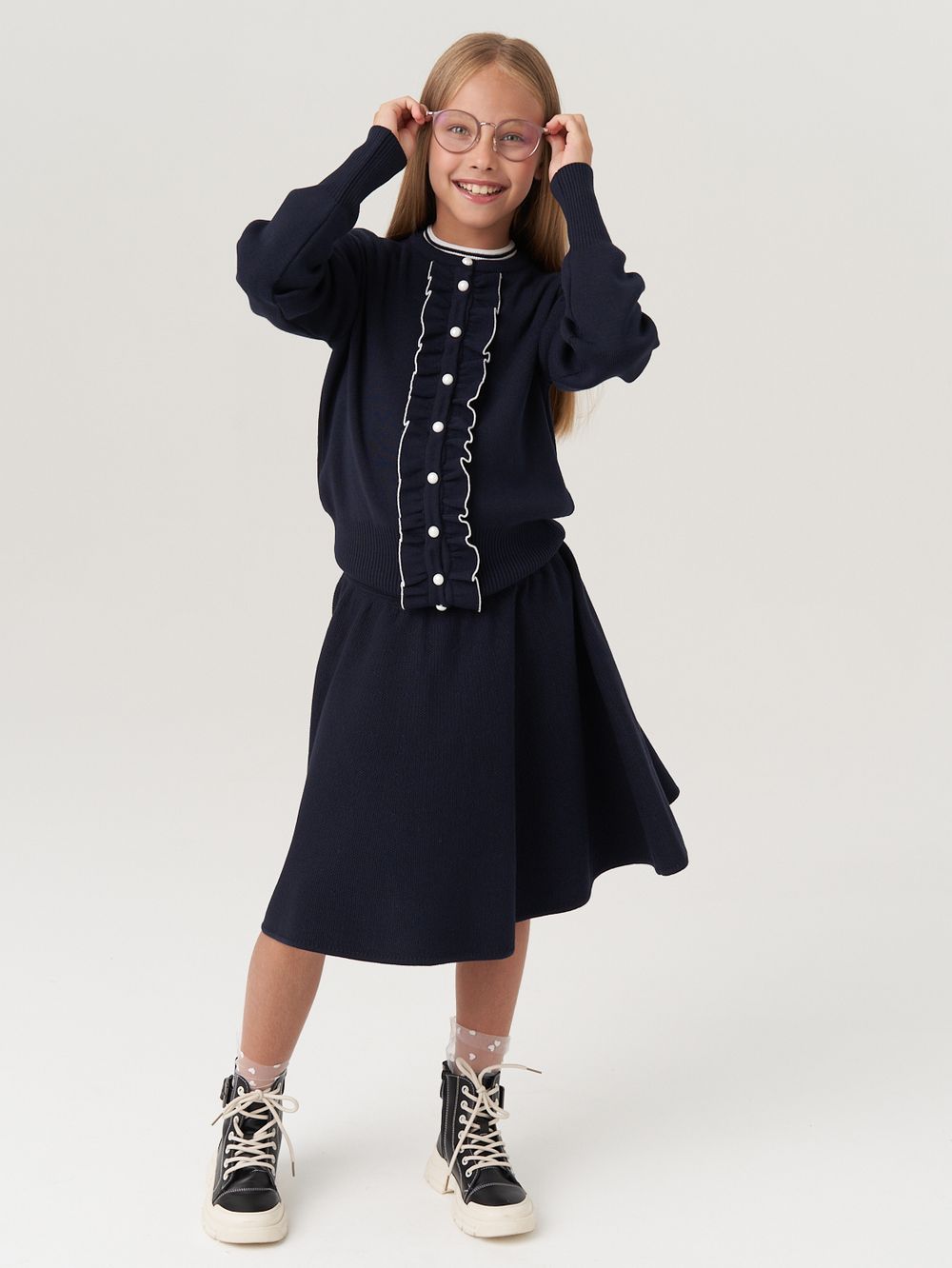 Кардиган школьный для девочки AT585 синий