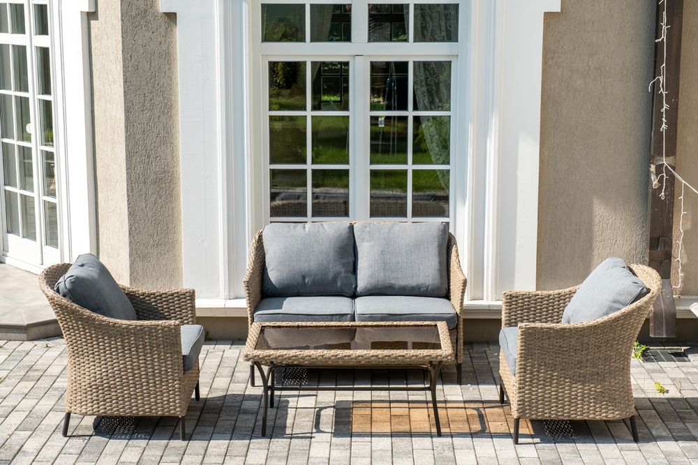 "Овьедо" лаунж-зона из искусственного ротанга на 4 персоны, цвет соломенный