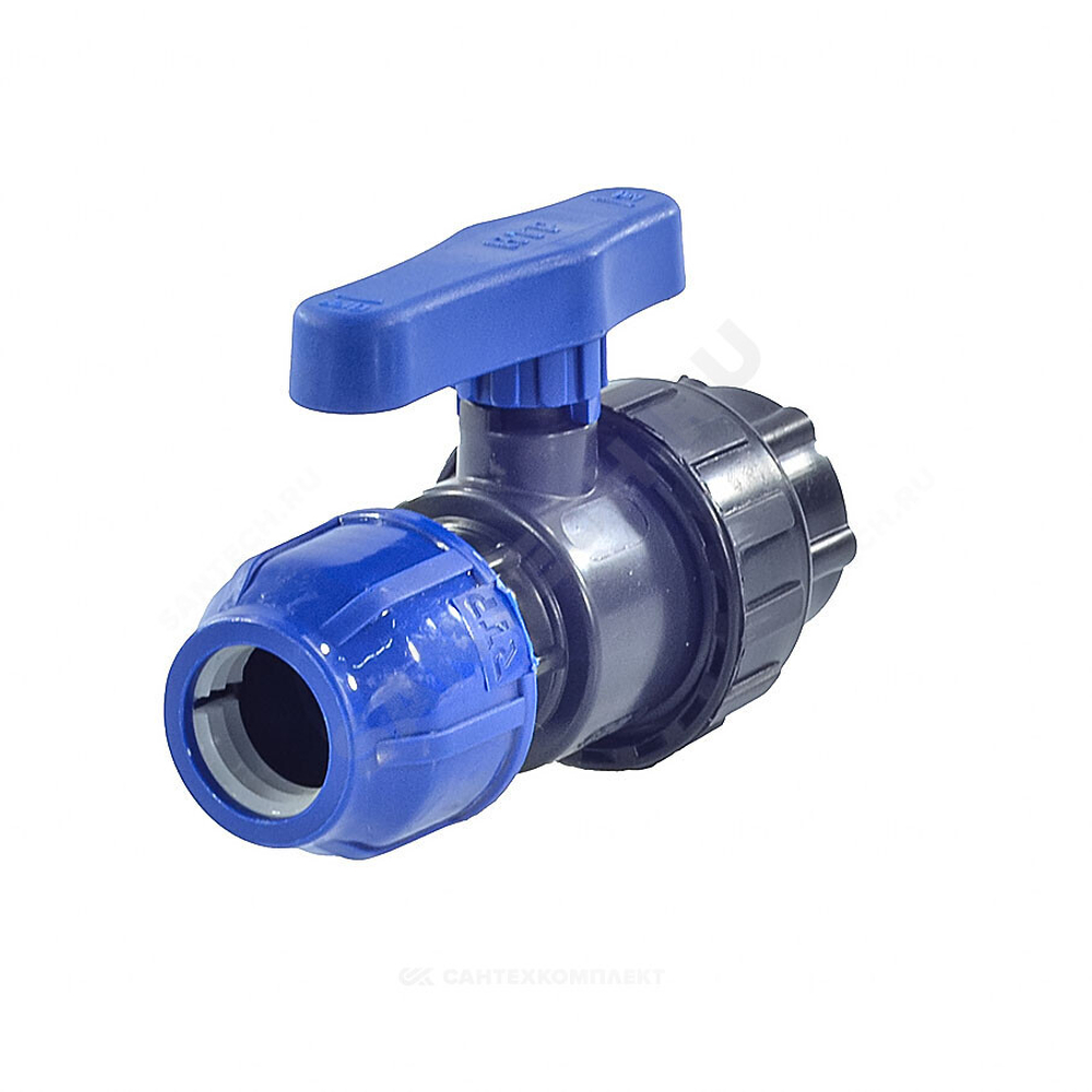 Кран шаровой компрессионный ПЭ Дн 32х1/2" ВР Ру10 RTP (РосТурПласт) 14397