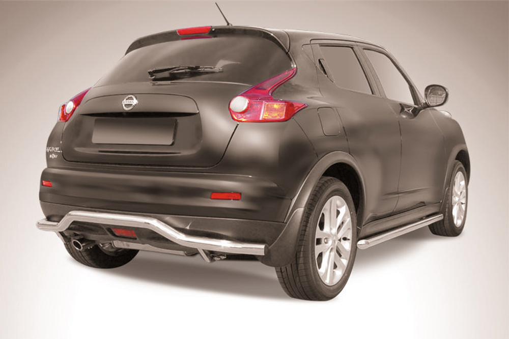 Защита заднего бампера (нержавейка) Nissan Juke 4WD (2010-2014) d57 волна