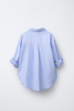 ZARA РУБАШКА В ПОЛОСКУ, СИНИЙ