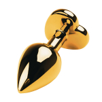 Золотистый анальный плаг 8см с фиолетовым кристаллом-сердцем ToyFa Metal 717020-4