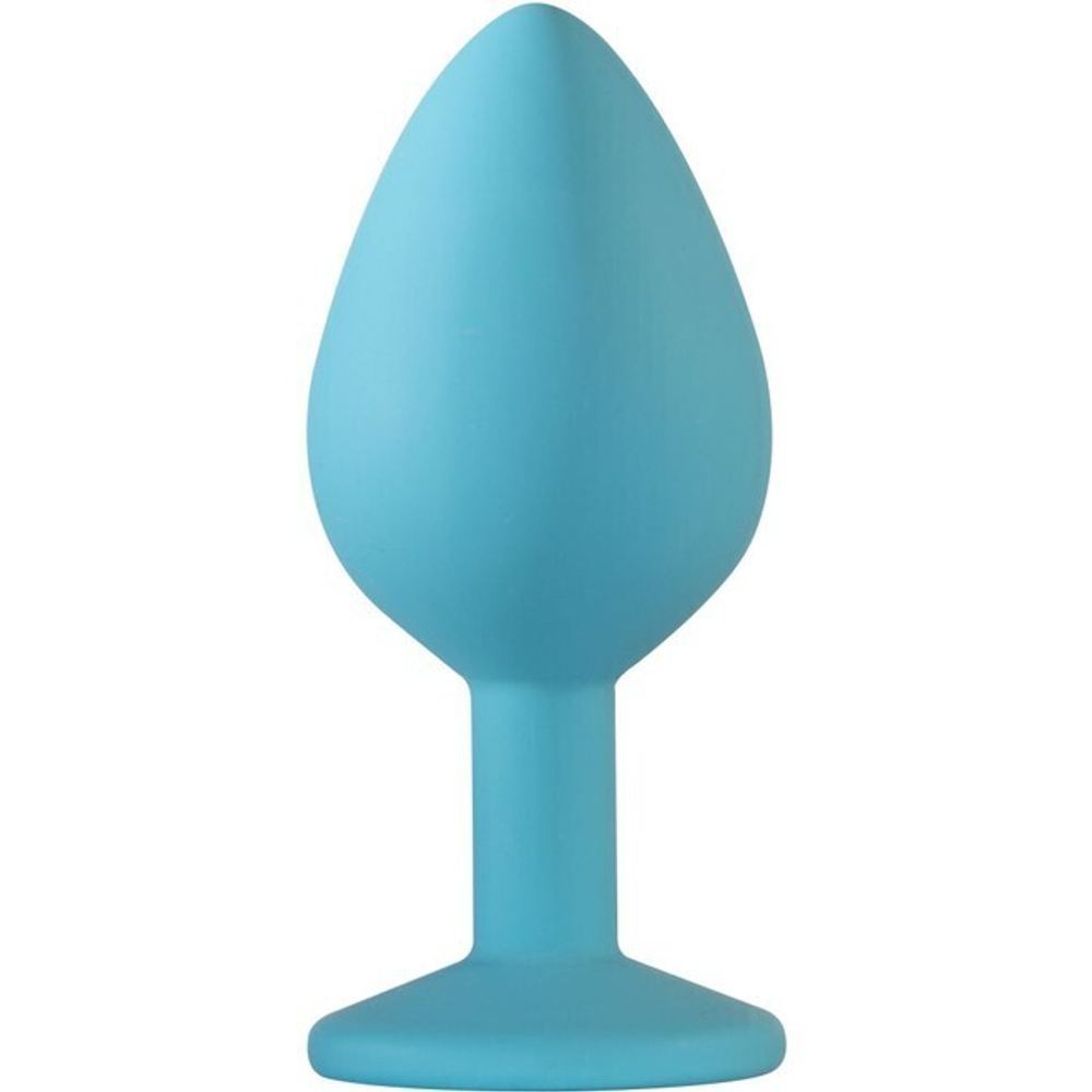 Средняя анальная пробочка с розовым кристаллом Cutie Medium (8,2 см , голубой с розовым) (Цвет: голубой с розовым)