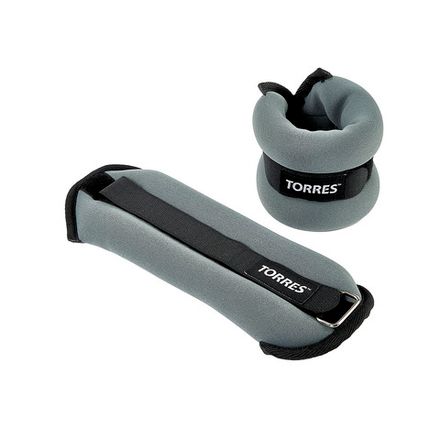 Утяжелители универсальныеTORRES 1 кг, PL110181,(2штх500г), неопрен, металл. песок, серо-черный