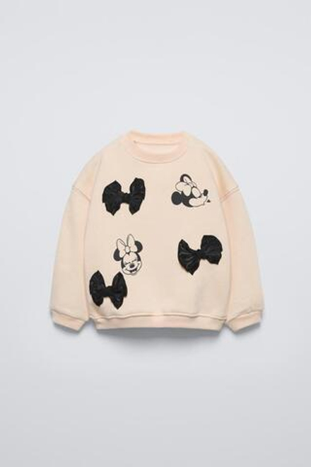 ZARA ТОЛСТОВКА С ПРИНТОМ MINNIE MOUSE © DISNEY И БАНТАМИ, ВАНИЛЬНЫЙ