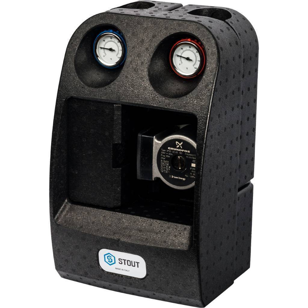 Насосная группа с прямым контуром 1" с насосом Grundfos UPSO 25-65 в теплоизоляции DN 32