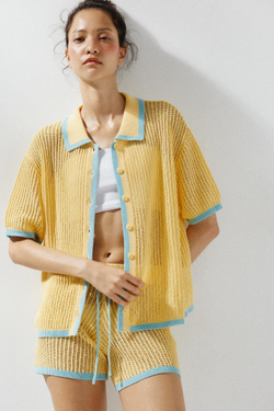 ZARA КАРДИГАН ПОЛО, СВЕТЛО-ЖЕЛТЫЙ