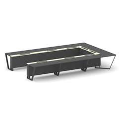 Steel Meet Стол переговорный П-образный KM-PR.B.SP-15P Антрацит/Ваниль Глянец/Металл Черный 4800*320