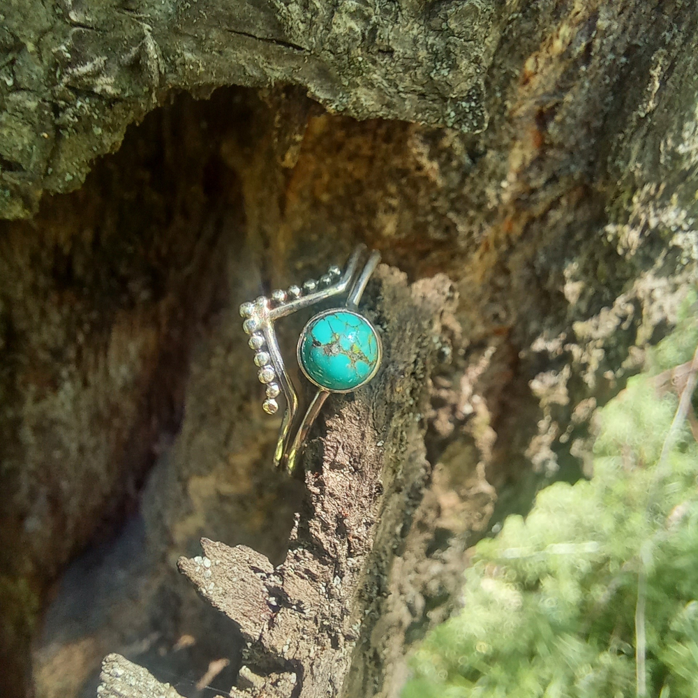 Кольцо КОРОНА АЖУР-5, серебро/бирюза