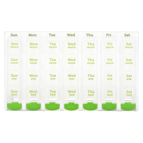 Ezy Dose, ежедневник, 4 раза в день, с кнопкой Pop-Out, зеленый, 1 шт.