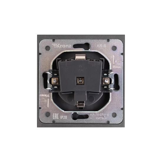 Розетка STRONG 1-ая с/з с/у, со шторками 16А графит KRANZ