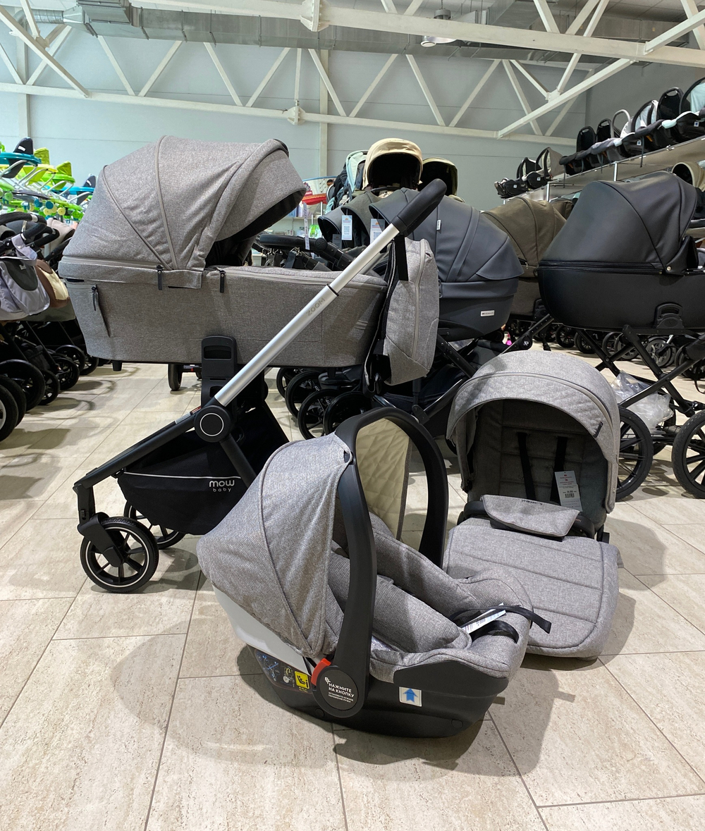 Коляска детская MOWBaby "ZOOM"PU (3в1) RA087 Silver Beige