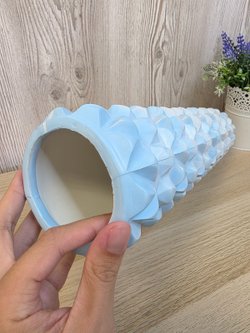 Ролик массажный для йоги и фитнеса 45см бело-голубой