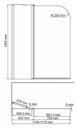 Шторка для ванной WasserKRAFT Leine 35P02 110x140