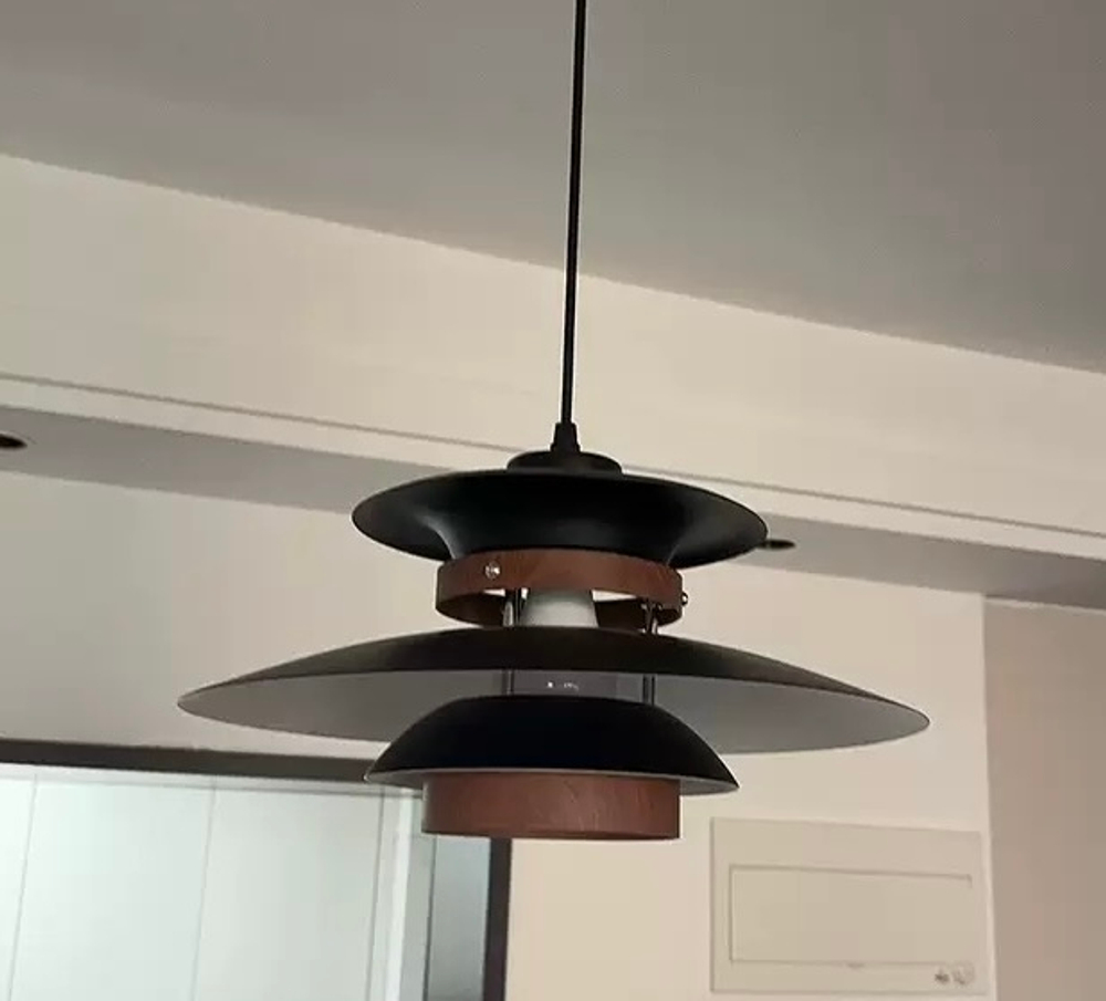 Pendant design lamp PH 5 by Louis Poulsen (black/wood)