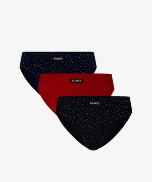 Мужские трусы (3шт) слипы спорт Atlantic 3MP-118 темно-голубые + красные + темно-синие