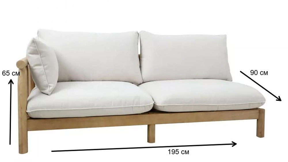 Софа из тика Joygarden БУНГАЛО 2-х местная с правым подлоктником, бежевый