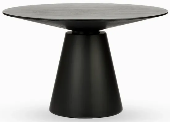 Обеденный стол Glo диаметр 120 ножка сталь, столешница черное дерево