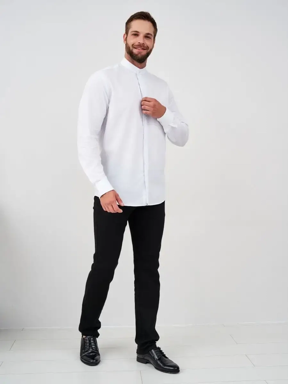 Рубашка без воротника приталенная SLIM FIT