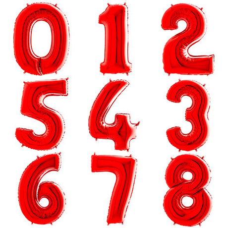 Летающие Цифры с Гелием Красные (1м)