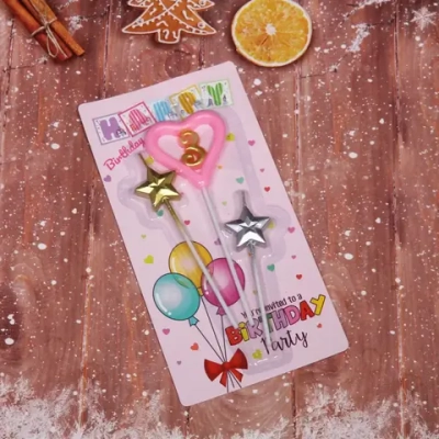 Свечи для торта Цифра Звёздный праздник «3», розовый