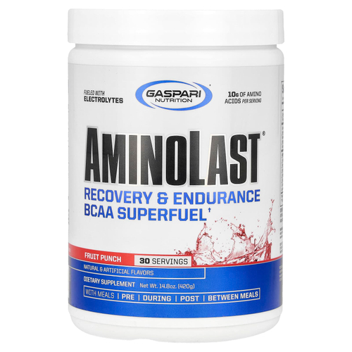 Gaspari Nutrition, Aminolast®, BCAA Superfuel для восстановления и выносливости, фруктовый пунш, 420 г (14,8 унции)