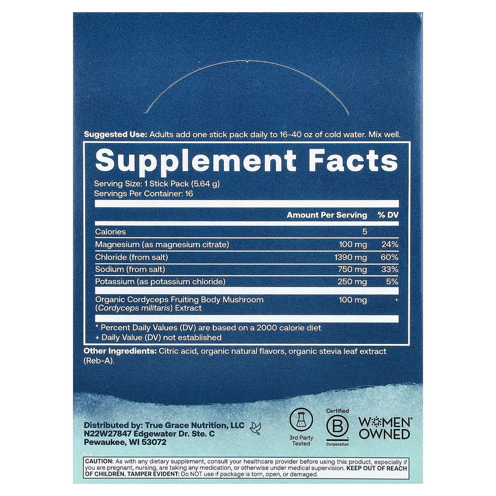 True Grace, ElectroMag™, электролитный порошок, со вкусом лимона и лайма, 16 пакетиков по 5,64 г (0,20 унции)