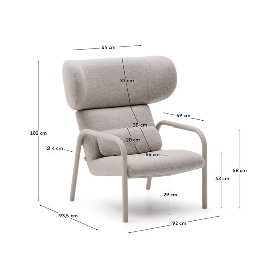 Кресло Inari бежевого цвета и стали с бежевой отделкой Испания La Forma