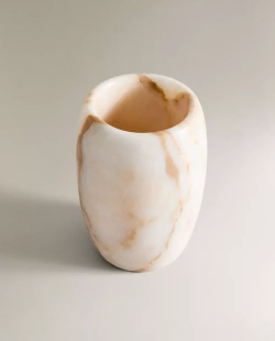 ZARA HOME СТАКАН ДЛЯ ЗУБНЫХ ЩЕТОК ИЗ МРАМОРА, ЭКРЮ