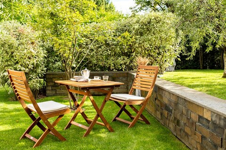 Складной кофейный комплект из акации Joygarden КАРО с высоким столом, слоновая кость