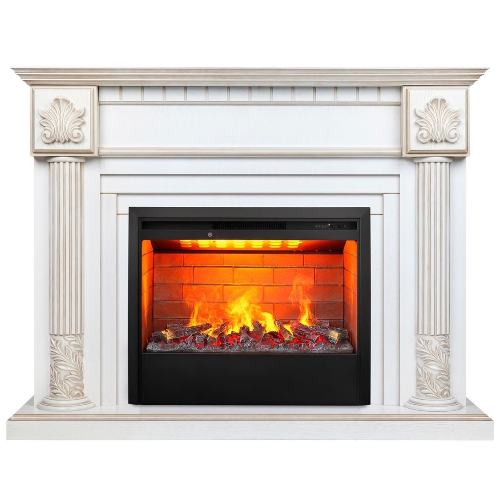 Электрокамин RealFlame Imperia 26/33 WT белый дуб с золотой патиной с очагом 3D Helios 26