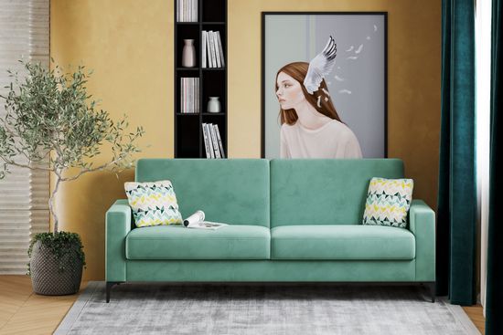 Диван-кровать Модель 047, Ультра Минт, Геометрия 69, велюр, прямой, книжка, венге