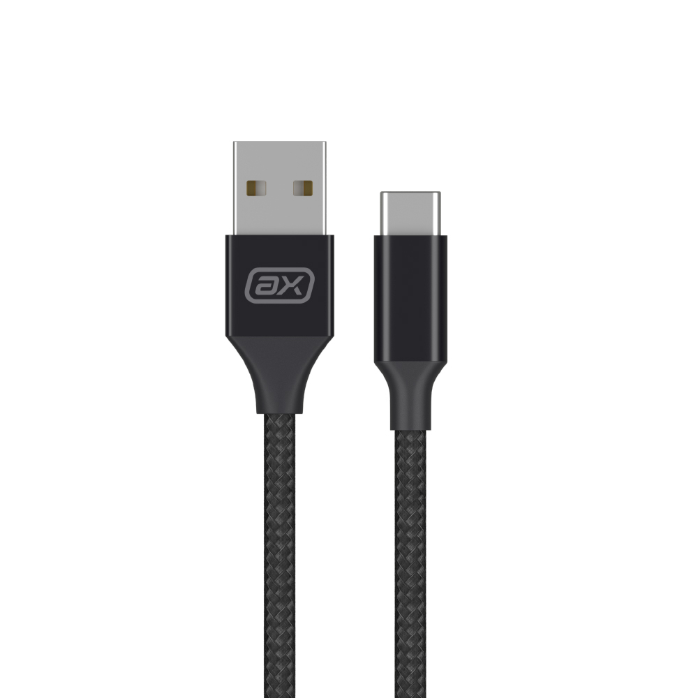 Дата-кабель USB - USB-C, 2А, 1м, нейлон, черный